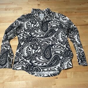 IBKUL Gray and Black Paisley Long Sleeve Shirt